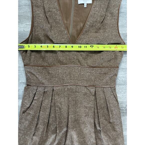 Adam Lippes Womens Brown Wool Silk V Neck Shift Dress 8 Classic Timeless - Picture 3 of 8